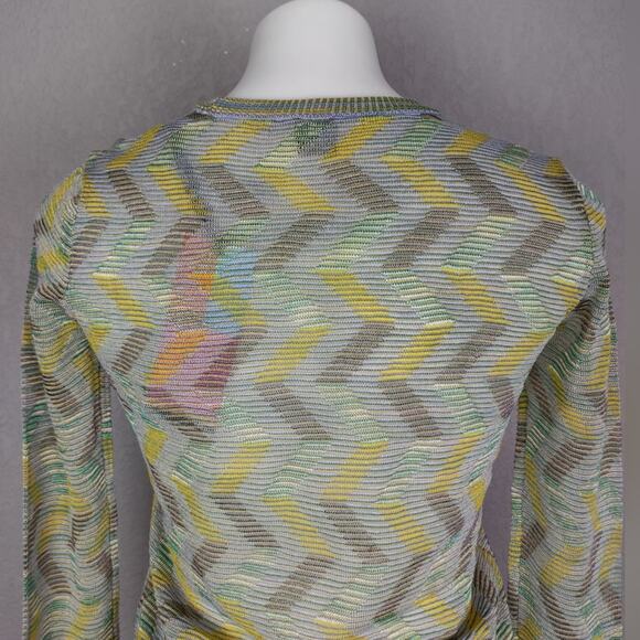 M Missoni Pattern Rib Knit Wool Blend Sweater Ocra Green Size XL - Picture 11 of 16